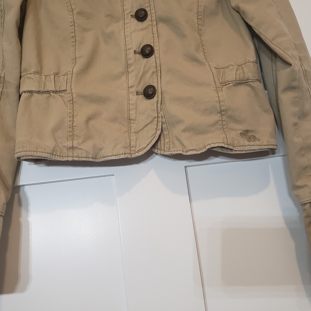 Abercrombie & Fitch Military Jacket Button Down Chest Snap Pockets Tan S… - Picture 9 of 16